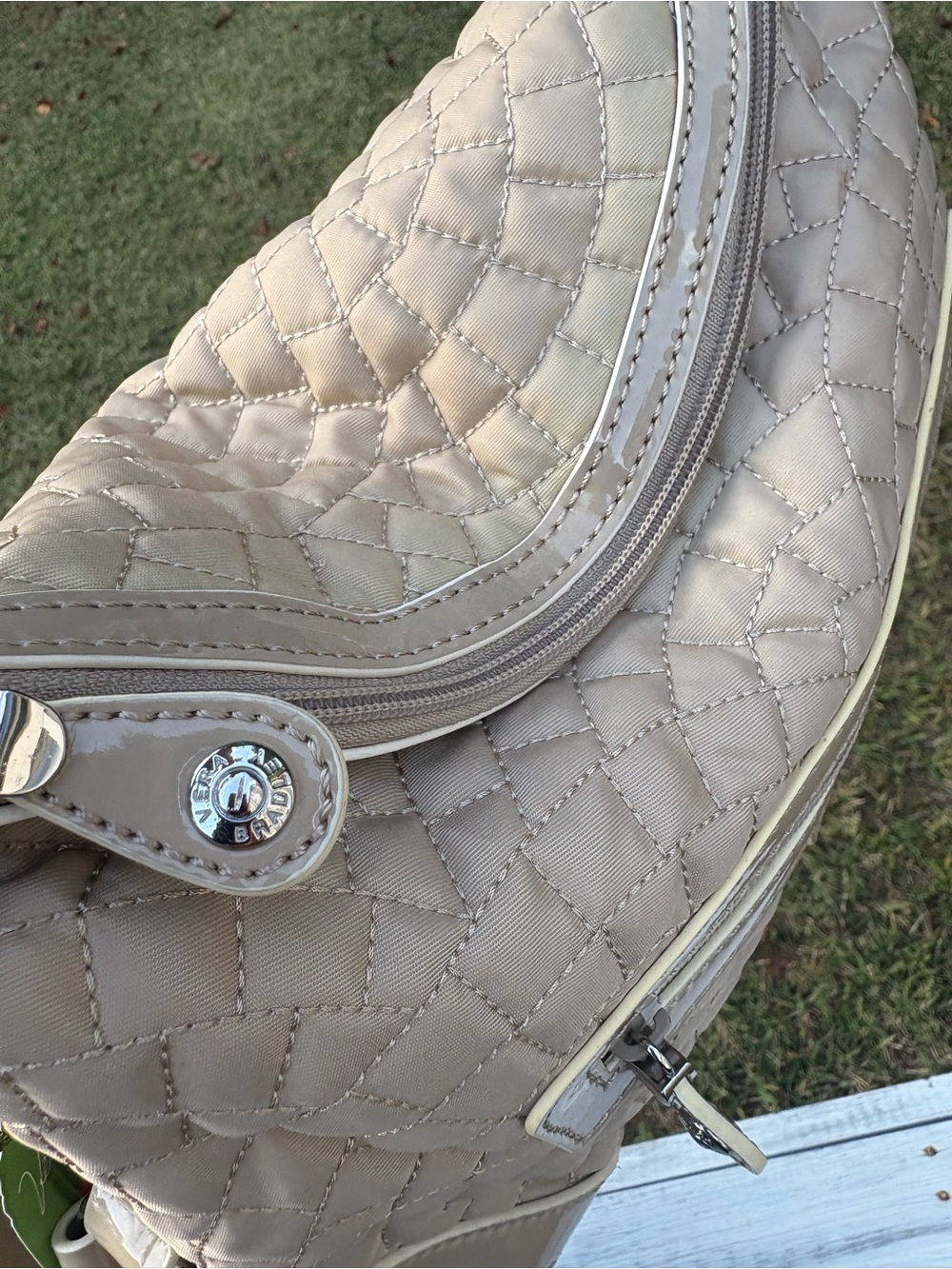 Vera Bradley Quilted Taupe Shoulder Bag
